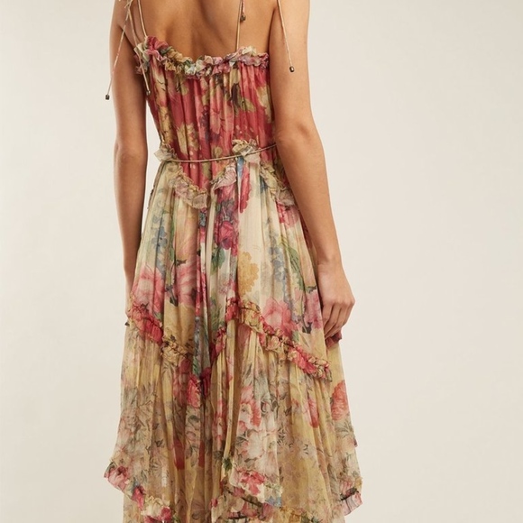 π BOHEMIAN FLORAL RUFFLE DRESS FLOWER MIDI BOHO - Picture 3 of 8